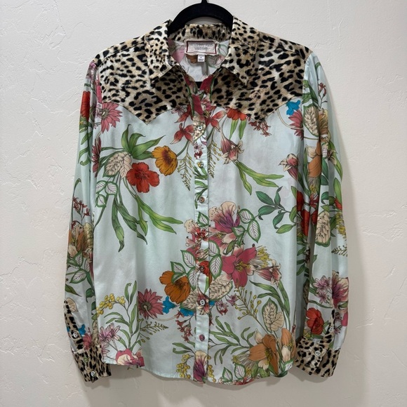 Johnny Was Workshop Liliana Silk Western Shirt Women's Small - Picture 2 of 15